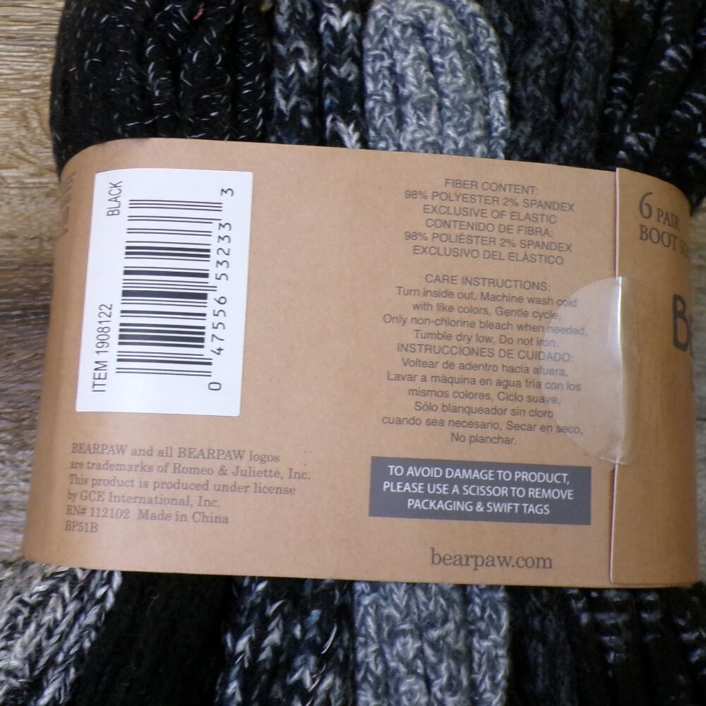 BEARPAW NWT Ladies' Boot Socks 6 Pairs Shoe Size 4-10 Live Life Comfortably - Picture 8 of 9